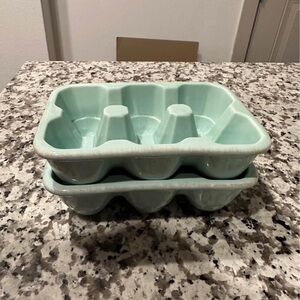 Ceramic Teal Egg Holders Two